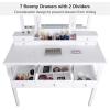 imageCHARMAID Makeup Vanity Desk with Lights and Mirror TriFolding Lighted Mirror with 3 Color Modes Vanity Table Set with 6 Drawers 12 Storage Compartments ampamp Cushioned Stool for Bedroom BlackWhite