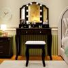 imageCHARMAID Makeup Vanity Desk with Lights and Mirror TriFolding Lighted Mirror with 3 Color Modes Vanity Table Set with 6 Drawers 12 Storage Compartments ampamp Cushioned Stool for Bedroom BlackBlack