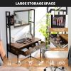 imageCHARMAID Rustic Vanity Table with 3Height Adjustable Left or Right Mirror Large Drawer Cosmetic Brush Storage Bag Included Sturdy Metal Frame Industrial Style Makeup Dressing Table Writing Desk