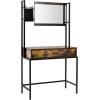 imageCHARMAID Rustic Vanity Table with 3Height Adjustable Left or Right Mirror Large Drawer Cosmetic Brush Storage Bag Included Sturdy Metal Frame Industrial Style Makeup Dressing Table Writing Desk