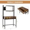 imageCHARMAID Rustic Vanity Table with 3Height Adjustable Left or Right Mirror Large Drawer Cosmetic Brush Storage Bag Included Sturdy Metal Frame Industrial Style Makeup Dressing Table Writing Desk