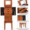 imageCHARMAID Standing Jewelry Armoire Cabinet Jewelry Boxes Top Flip Makeup Mirror ampamp 6 Drawers 2 Side Doors 6 Necklace Hooks Large Top Storage Compartments Jewelry Cabinet HoneyHoney
