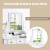 imageCHARMAID Vanity Desk with Mirror and Lights Makeup Vanity Table with 5 Storage Drawers 3 Color Lighting Modes Adjustable Brightness Modern Bedroom Dressing Table with Vanity Stool EspressoWhite