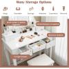imageCHARMAID Vanity Desk with Mirror and Lights Makeup Vanity Table with 5 Storage Drawers 3 Color Lighting Modes Adjustable Brightness Modern Bedroom Dressing Table with Vanity Stool EspressoWhite