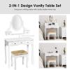 imageCHARMAID Vanity Desk with Mirror and Lights Makeup Vanity Table with 5 Storage Drawers 3 Color Lighting Modes Adjustable Brightness Modern Bedroom Dressing Table with Vanity Stool EspressoWhite