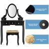 imageCHARMAID Vanity Desk with Mirror and Lights Makeup Vanity Table with 5 Storage Drawers 3 Color Lighting Modes Adjustable Brightness Modern Bedroom Dressing Table with Vanity Stool EspressoBlack