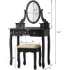 imageCHARMAID Vanity Desk with Mirror and Lights Makeup Vanity Table with 5 Storage Drawers 3 Color Lighting Modes Adjustable Brightness Modern Bedroom Dressing Table with Vanity Stool EspressoBlack