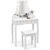 imageCHARMAID Vanity Desk with Mirror and Lights Makeup Vanity Table with 5 Storage Drawers 3 Color Lighting Modes Adjustable Brightness Modern Bedroom Dressing Table with Vanity Stool EspressoWhite