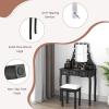 imageCHARMAID Vanity Desk with Mirror and Lights Makeup Vanity Table with 5 Storage Drawers 3 Color Lighting Modes Adjustable Brightness Modern Bedroom Dressing Table with Vanity Stool EspressoBlack