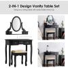 imageCHARMAID Vanity Desk with Mirror and Lights Makeup Vanity Table with 5 Storage Drawers 3 Color Lighting Modes Adjustable Brightness Modern Bedroom Dressing Table with Vanity Stool EspressoBlack
