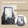 imageCHARMAID Vanity Desk with Mirror and Lights Makeup Vanity Table with 5 Storage Drawers 3 Color Lighting Modes Adjustable Brightness Modern Bedroom Dressing Table with Vanity Stool EspressoBlack