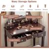imageCHARMAID Vanity Desk with Mirror and Lights Makeup Vanity Table with 5 Storage Drawers 3 Color Lighting Modes Adjustable Brightness Modern Bedroom Dressing Table with Vanity Stool EspressoEspresso