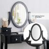 imageCHARMAID Vanity Desk with Mirror and Lights Makeup Vanity Table with 5 Storage Drawers 3 Color Lighting Modes Adjustable Brightness Modern Bedroom Dressing Table with Vanity Stool EspressoBlack