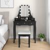 imageCHARMAID Vanity Desk with Mirror and Lights Makeup Vanity Table with 5 Storage Drawers 3 Color Lighting Modes Adjustable Brightness Modern Bedroom Dressing Table with Vanity Stool EspressoBlack