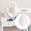 imageCHARMAID Vanity Desk with Mirror and Lights Makeup Vanity Table with 5 Storage Drawers 3 Color Lighting Modes Adjustable Brightness Modern Bedroom Dressing Table with Vanity Stool EspressoWhite