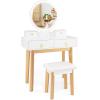 imageCHARMAID Vanity Desk with Mirror and Lights White Makeup Vanity Desk with 4 Drawers 3 Color Lighting Modes Adjustable Brightness Modern Dressing Table with Vanity Stool for Girls Small BedroomWhite  Natural
