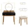 imageCHARMAID Vanity Desk with Mirror and Lights White Makeup Vanity Desk with 4 Drawers 3 Color Lighting Modes Adjustable Brightness Modern Dressing Table with Vanity Stool for Girls Small BedroomBlack  Natural