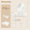imageCHARMAID Vanity Desk with Mirror and Lights White Makeup Vanity Desk with 4 Drawers 3 Color Lighting Modes Adjustable Brightness Modern Dressing Table with Vanity Stool for Girls Small BedroomWhite