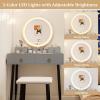 imageCHARMAID Vanity Desk with Mirror and Lights White Makeup Vanity Desk with 4 Drawers 3 Color Lighting Modes Adjustable Brightness Modern Dressing Table with Vanity Stool for Girls Small BedroomGray  Black