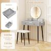 imageCHARMAID Vanity Desk with Mirror and Lights White Makeup Vanity Desk with 4 Drawers 3 Color Lighting Modes Adjustable Brightness Modern Dressing Table with Vanity Stool for Girls Small BedroomGray  Black