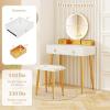imageCHARMAID Vanity Desk with Mirror and Lights White Makeup Vanity Desk with 4 Drawers 3 Color Lighting Modes Adjustable Brightness Modern Dressing Table with Vanity Stool for Girls Small BedroomWhite  Gold