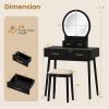 imageCHARMAID Vanity Desk with Mirror and Lights White Makeup Vanity Desk with 4 Drawers 3 Color Lighting Modes Adjustable Brightness Modern Dressing Table with Vanity Stool for Girls Small BedroomBlack