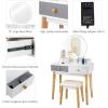 imageCHARMAID Vanity Desk with Mirror and Lights White Makeup Vanity Desk with 4 Drawers 3 Color Lighting Modes Adjustable Brightness Modern Dressing Table with Vanity Stool for Girls Small BedroomWhite  Gray  Natural