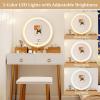 imageCHARMAID Vanity Desk with Mirror and Lights White Makeup Vanity Desk with 4 Drawers 3 Color Lighting Modes Adjustable Brightness Modern Dressing Table with Vanity Stool for Girls Small BedroomWhite  Gold