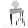 imageCHARMAID Vanity Desk with Mirror and Lights White Makeup Vanity Desk with 4 Drawers 3 Color Lighting Modes Adjustable Brightness Modern Dressing Table with Vanity Stool for Girls Small BedroomGray  Black