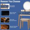 imageCHARMAID Vanity Desk with Mirror and Lights White Makeup Vanity Desk with 4 Drawers 3 Color Lighting Modes Adjustable Brightness Modern Dressing Table with Vanity Stool for Girls Small BedroomNavy Blue  Natural