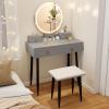 imageCHARMAID Vanity Desk with Mirror and Lights White Makeup Vanity Desk with 4 Drawers 3 Color Lighting Modes Adjustable Brightness Modern Dressing Table with Vanity Stool for Girls Small BedroomGray  Black