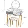 imageCHARMAID Vanity Desk with Mirror and Lights White Makeup Vanity Desk with 4 Drawers 3 Color Lighting Modes Adjustable Brightness Modern Dressing Table with Vanity Stool for Girls Small BedroomWhite  Gray  Natural