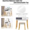 imageCHARMAID Vanity Desk with Mirror and Lights White Makeup Vanity Desk with 4 Drawers 3 Color Lighting Modes Adjustable Brightness Modern Dressing Table with Vanity Stool for Girls Small BedroomWhite  Gray  Natural