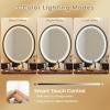 imageCHARMAID Vanity Desk with Mirror and Lights White Makeup Vanity Table with 4 Drawers Charging Station 3Color Lighted Mirror Modern Girls Dressing Table with Stool for Small BedroomRustic Brown