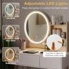 imageCHARMAID Vanity Desk with Mirror and Lights White Makeup Vanity Table with 4 Drawers Charging Station 3Color Lighted Mirror Modern Girls Dressing Table with Stool for Small BedroomWhite