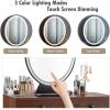imageCHARMAID Vanity Desk with Mirror and Lights White Makeup Vanity Table with 4 Drawers Charging Station 3Color Lighted Mirror Modern Girls Dressing Table with Stool for Small BedroomWalnut