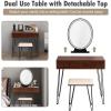 imageCHARMAID Vanity Desk with Mirror and Lights White Makeup Vanity Table with 4 Drawers Charging Station 3Color Lighted Mirror Modern Girls Dressing Table with Stool for Small BedroomWalnut