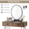 imageCHARMAID Vanity Desk with Mirror and Lights White Makeup Vanity Table with 4 Drawers Charging Station 3Color Lighted Mirror Modern Girls Dressing Table with Stool for Small BedroomRustic Brown