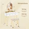 imageCHARMAID Vanity Desk with Mirror and Lights White Makeup Vanity Table with 4 Drawers Charging Station 3Color Lighted Mirror Modern Girls Dressing Table with Stool for Small BedroomWhite