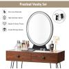 imageCHARMAID Vanity Desk with Mirror and Lights White Makeup Vanity Table with 4 Drawers Charging Station 3Color Lighted Mirror Modern Girls Dressing Table with Stool for Small BedroomWalnut