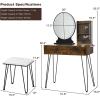 imageCHARMAID Vanity Desk with Mirror and Lights White Makeup Vanity Table with 4 Drawers Charging Station 3Color Lighted Mirror Modern Girls Dressing Table with Stool for Small BedroomRustic Brown