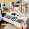 imageCHARMAID Vanity Desk with Mirror and Lights White Makeup Vanity Table with 4 Drawers Charging Station 3Color Lighted Mirror Modern Girls Dressing Table with Stool for Small BedroomWhite