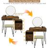 imageCHARMAID Vanity Desk with Reversible Side Cabinet Makeup Vanity Table with Lighted Mirror 3 Color Lights 4 Drawers Bedroom Dressing Table with Nightstand and Stool Rustic BrownRustic Brown