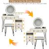 imageCHARMAID Vanity Desk with Reversible Side Cabinet Makeup Vanity Table with Lighted Mirror 3 Color Lights 4 Drawers Bedroom Dressing Table with Nightstand and Stool Rustic BrownWhite