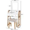 imageCHARMAID Vanity Set with 3 Drawers 25inch Vanity Desk with Large Mirror and Cushioned Stool Ideal for Small Place Apartment Unique Chic Design Makeup Table Set for Women Girls 3 DrawersNo Lights
