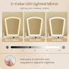 imageCHARMAID Vanity Set with 3 Drawers 25inch Vanity Desk with Large Mirror and Cushioned Stool Ideal for Small Place Apartment Unique Chic Design Makeup Table Set for Women Girls 3 DrawersWith Lights