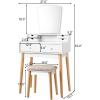 imageCHARMAID Vanity Set with 3 Drawers 25inch Vanity Desk with Large Mirror and Cushioned Stool Ideal for Small Place Apartment Unique Chic Design Makeup Table Set for Women Girls 3 DrawersNo Lights