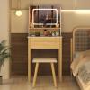 imageCHARMAID Vanity Set with 3 Drawers 25inch Vanity Desk with Large Mirror and Cushioned Stool Ideal for Small Place Apartment Unique Chic Design Makeup Table Set for Women Girls 3 DrawersWith Lights