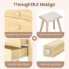 imageCHARMAID Vanity Set with 3 Drawers 25inch Vanity Desk with Large Mirror and Cushioned Stool Ideal for Small Place Apartment Unique Chic Design Makeup Table Set for Women Girls 3 DrawersWith Lights