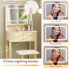 imageCHARMAID Vanity Set with 3 Drawers 25inch Vanity Desk with Large Mirror and Cushioned Stool Ideal for Small Place Apartment Unique Chic Design Makeup Table Set for Women Girls 3 DrawersWith Lights